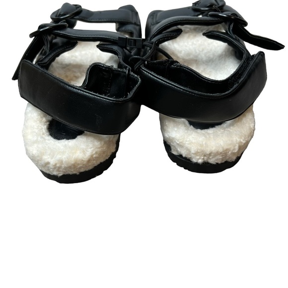 Zara fleece lined two strap buckle sandals in black - Picture 5 of 11